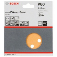 Набор шлифлистов (5 шт) C470 Best for Wood+Paint 8 отв. 115 мм K80 Bosch 2608605060 