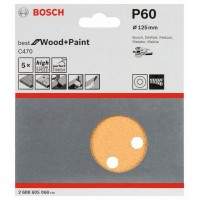 Набор шлифлистов (5 шт) C470 Best for Wood+Paint 8 отв. 125 мм K60 Bosch 2608605068 