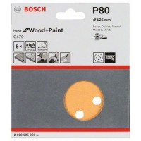 Круглая шлифбумага Bosch 2.608.605.069 (125 мм; К80; 5 шт; для дерева, металла)