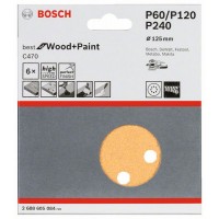 Набор шлифлистов (6 шт) C470 Best for Wood+Paint 8 отв. 125 мм K60/120/240 Bosch 2608605084 