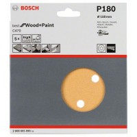 Шлифовальный круг BOSCH 2.608.605.090 (150 мм; К180; 5 шт; ддерева,металла)