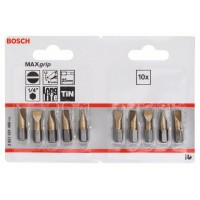 Биты (10 шт) Max Grip 25 мм S 1.2х8.0 Bosch 2607001496 
