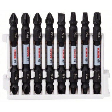 Кассета двусторонних ударных бит Impact Control 65 мм PH1/PH2, PH2/PH3, PH2/PZ2 (2шт), S1x5.5, T15/T20 (2шт), T25/T30 Bosch 2608522344 