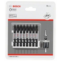 Кассета двусторонних ударных бит Impact Control 65 мм PH1/PH2, PH2/PH3, PH2/PZ2 (2шт), S1x5.5, T15/T20 (2шт), T25/T30 + магнитная муфта Bosch 2608522345 