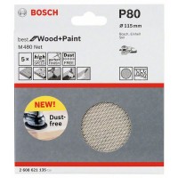 Набор шлифкругов (5 шт) M480 на сетчатой основе 115 мм K80 Bosch 2608621135 