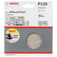 Набор шлифкругов (5 шт) M480 на сетчатой основе 115 мм K120 Bosch 2608621137 