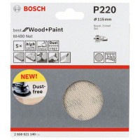 Набор шлифкругов (5 шт) M480 на сетчатой основе 115 мм K220 Bosch 2608621140 