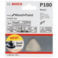 Набор шлифлистов (5 шт) M480 на сетчатой основе 93x93 мм K180 Bosch 2608621193 