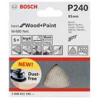 Набор шлифлистов (5 шт) M480 на сетчатой основе 93x93 мм K240 Bosch 2608621195 