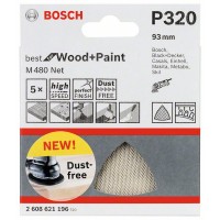 Набор шлифлистов (5 шт) M480 на сетчатой основе 93x93 мм K320 Bosch 2608621196 