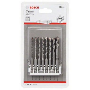 Сверла по стеклу/кафелю Hex-9 Ceramic, 3-10 мм Bosch 2608577142 