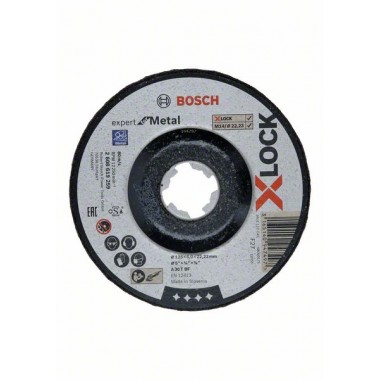Обдирочный диск Expert for Metal X-LOCK 125x6x22.23 мм вогнутый Bosch 2608619259   