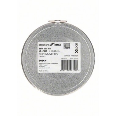 Отрезной диск Standard for Inox X-LOCK 115x1x22.23 мм прямой 10шт Bosch 2608619266   