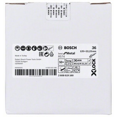 Фибровый шлифкруг R574 Best for Metal X-LOCK 125 мм G36 Bosch 2608619160 