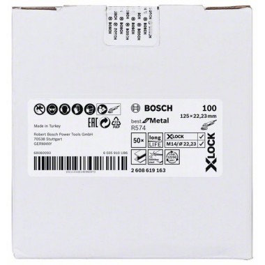 Фибровый шлифкруг R574 Best for Metal X-LOCK 125 мм G100 Bosch 2608619163   