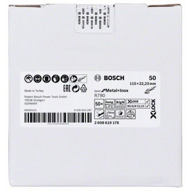 Фибровый шлифкруг R780 Best for Metal+Inox X-LOCK 115 мм G50 Bosch 2608619178 