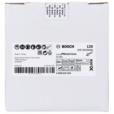 Фибровый шлифкруг R780 Best for Metal+Inox X-LOCK 115 мм G120 Bosch 2608619182 