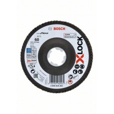 Лепестковый круг X-LOCK угловое исполнение, волоконная подошва, 125 мм, G 60 Bosch 2608619202   