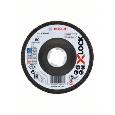 Лепестковый круг X-LOCK, угловое исполнение, волоконная подошва, 125 мм, G 80 Bosch 2608619203   