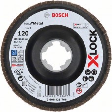 Лепестковый шлифкруг X571 Best for Metal X-LOCK 115 мм G120 угл. пластик Bosch 2608621766 