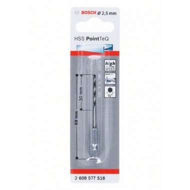 Сверло HSS PointTeQ HEX 2.5 мм Bosch 2608577518