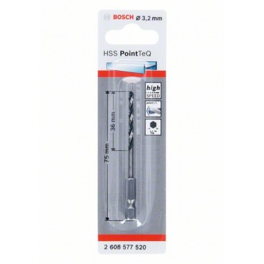 Сверло HSS PointTeQ HEX 3.2 мм Bosch 2608577520