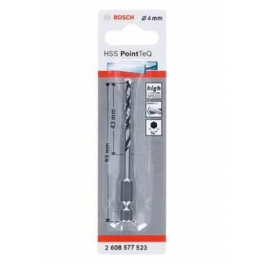 Сверло HSS PointTeQ HEX 4.0 мм Bosch 2608577523