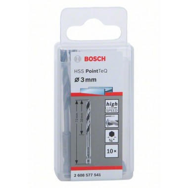 10 сверл HSS PointTeQ HEX 3 мм Bosch 2608577541