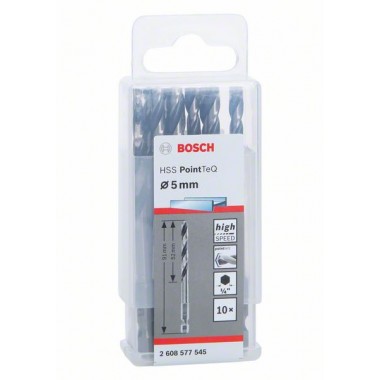 10 сверл HSS PointTeQ HEX 5.0 мм Bosch 2608577545