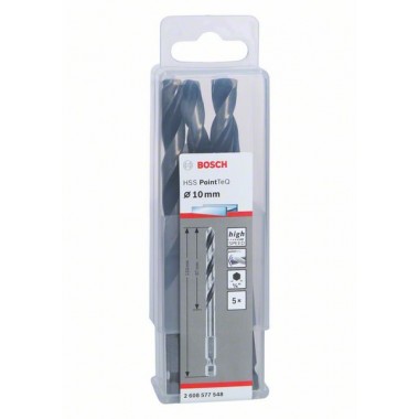 5 сверл HSS PointTeQ HEX 10.0 мм Bosch 2608577548