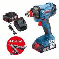 Аккумуляторный ударный гайковерт Bosch GDX 180-LI (2x GBA 3.0 A*ч) в чемодане + Swiss Peak Multitool 0615990K9W