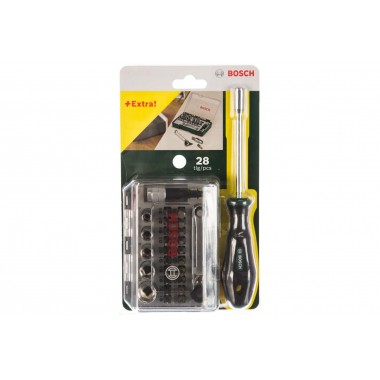 Набор бит с ключом-трещоткой 27 шт. + ручная отвертка Bosch 2607017331 