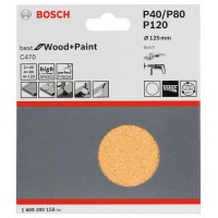 Набор из 10 шлифлистов C470 125 мм, 2x40; 4x80; 4x120 Bosch 1609200158