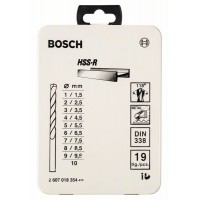 Набор из 19 сверл по металлу HSS-R, DIN 338, в металлической кассете 1-10 мм Bosch 2607018354