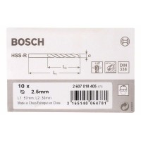Сверло по металлу HSS-R DIN 338 2,5x30x57 мм Bosch 2607018405
