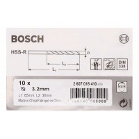 Сверло по металлу HSS-R DIN 338 3,2x36x65 мм Bosch 2607018410