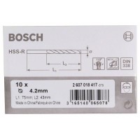 Сверло по металлу HSS-R DIN 338 4,2x43x75 мм Bosch 2607018417