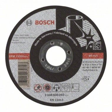 Отрезной круг прямой Expert for Inox AS 46 T INOX BF 115x2,0 мм Bosch 2608600093