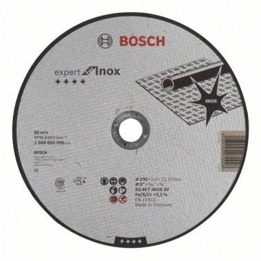 Отрезной круг прямой Expert for Inox AS 46 T INOX BF 230x2,0 мм Bosch 2608600096