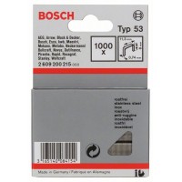 Тонкая металлическая скоба тип 53, нержав. сталь 11,4x0,74x8 мм Bosch 2609200215