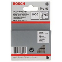 Тонкая металлическая скоба тип 53, нержав. сталь 11,4x0,74x10 мм Bosch 2609200216