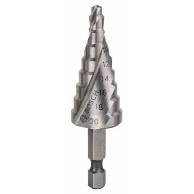 Ступенчатое сверло HSS 4 - 20 мм, 1/4', 70,5 мм Bosch 2608597524