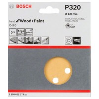 Шлифлист C470, в упаковке 5шт. 125 мм, 320 Bosch 2608605074