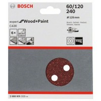 Шлифлист C430, в упаковке 6шт. 125 мм, 60; 120; 240 Bosch 2608605112