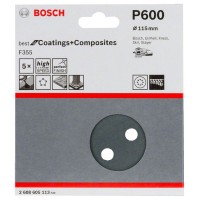 Шлифлист F355, в упаковке 5шт. 115 мм, 600 Bosch 2608605113