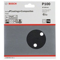 Шлифлист F355, в упаковке 5шт. 150 мм, 100 Bosch 2608605125