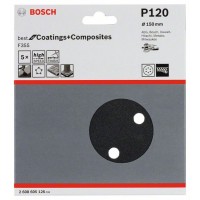 Шлифлист F355, в упаковке 5шт. 150 мм, 120 Bosch 2608605126