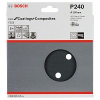 Шлифлист F355, в упаковке 5шт. 150 мм, 240 Bosch 2608605128