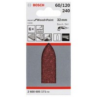 Шлифлист C430, в упаковке 5шт. 32 мм, 60; 120; 240 Bosch 2608605171