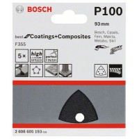 Шлифлист F355, в упаковке 5шт. 93 мм, 100 Bosch 2608605193